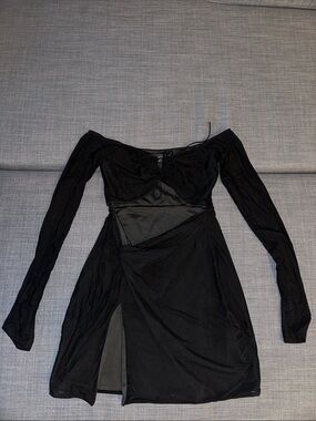 back track long sleeve embellished mini dress taupe Back Track Long Sleeve Embellished Mini Dress Taupe